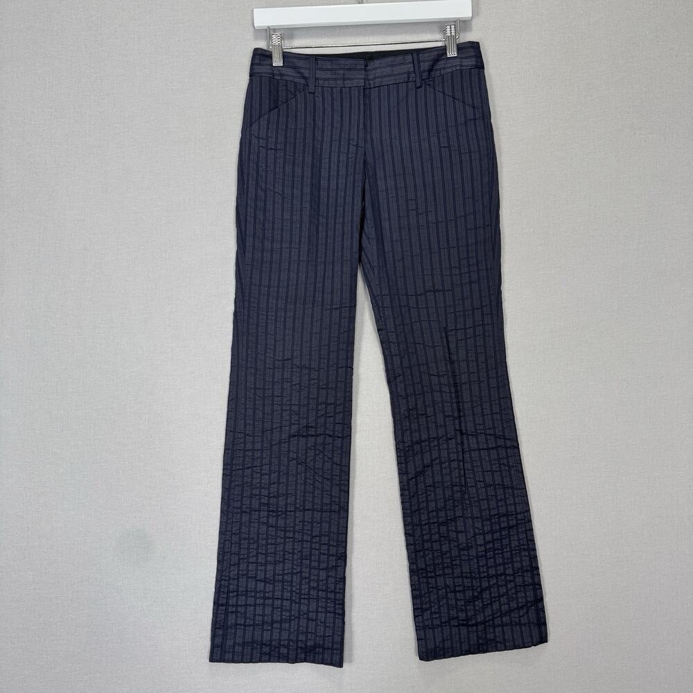 Charles Nolan Dress Pants Womens 2 Blue Pinstripe Low Rise Trouser Y2K Career - Picture 2 of 13